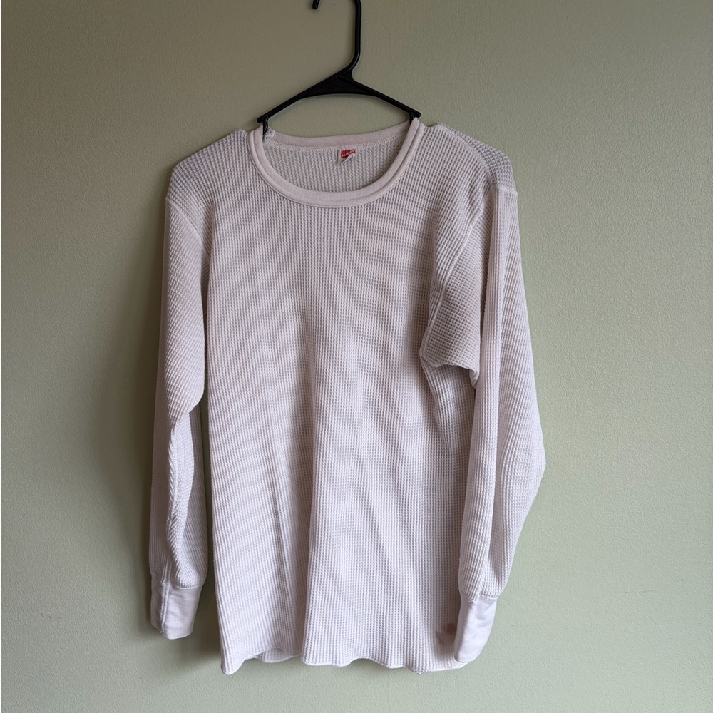 Hanes made in the USA Waffle Knit Long Sleeve Top XL